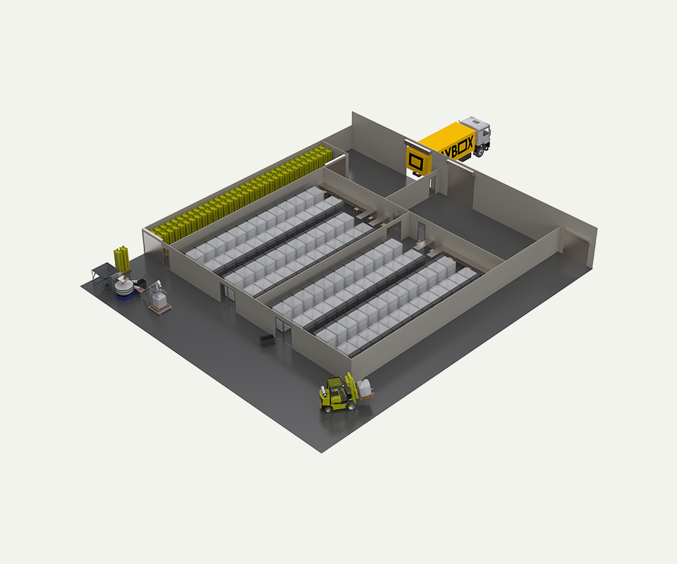 3D render of a Flybox Breed Factory Insect Farm used to farm black soldier fly larvae