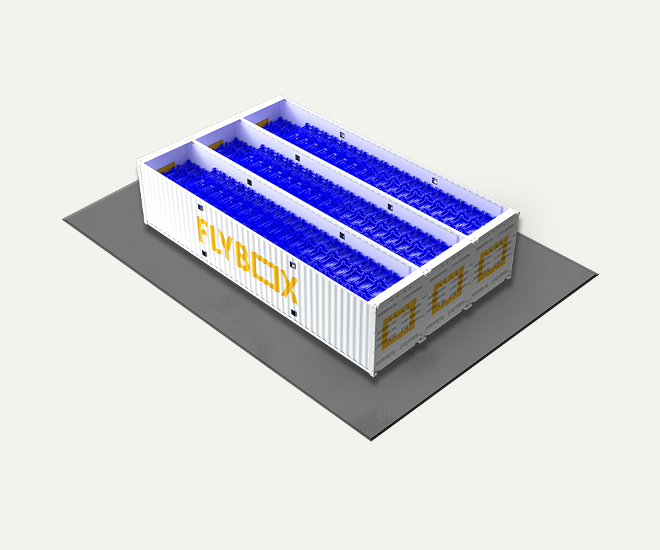 3D render of a Flybox Grow Container Insect Farm equipped with insect farming trays used to farm black soldier fly larvae for organic waste processing