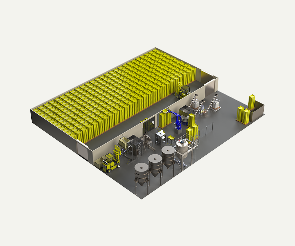3D render of a Flybox Grow Factory Insect Farm used to farm black soldier fly larvae